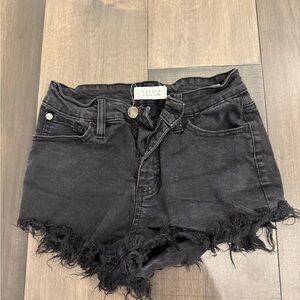 Nature Denim Black Frayed Women's Jean Shorts